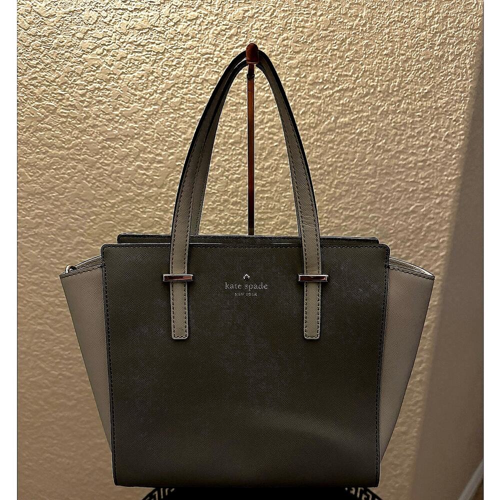 Kate Spade 2 tone leather satchel with crossbody strap